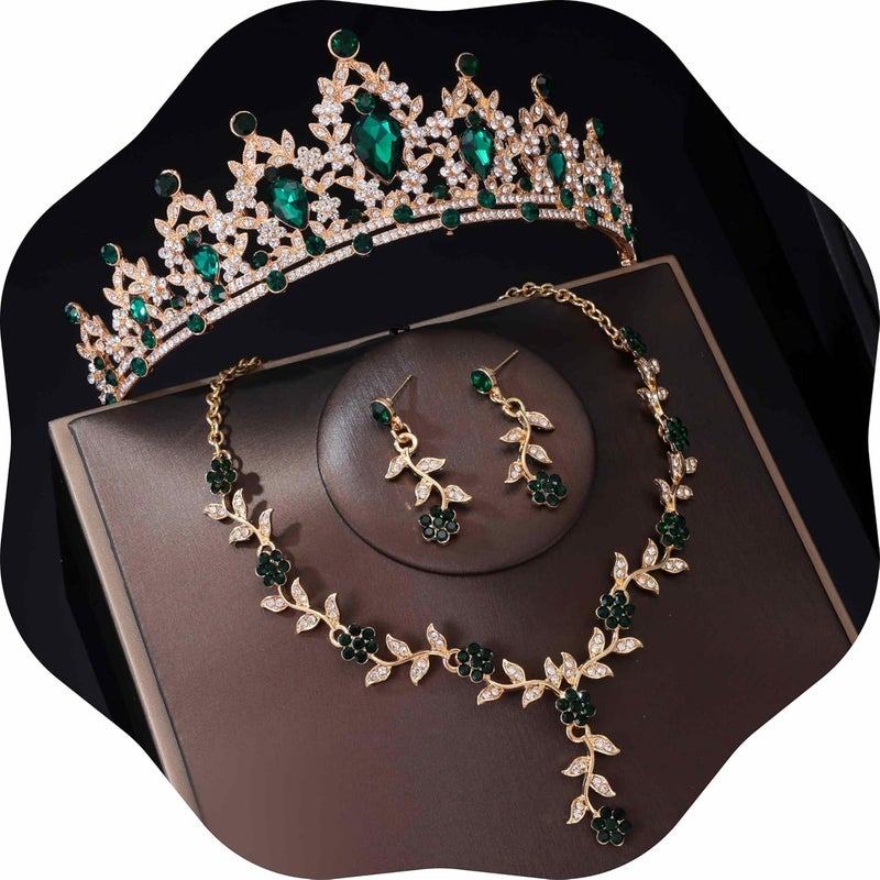Kamirola Tiaras and Crowns for Women,Tiaras Earrings Necklace, Crystal Bridal Jewelry Set, Costume Party Halloween Prom Pageant Jewelry for Women(TR45) - Image 1